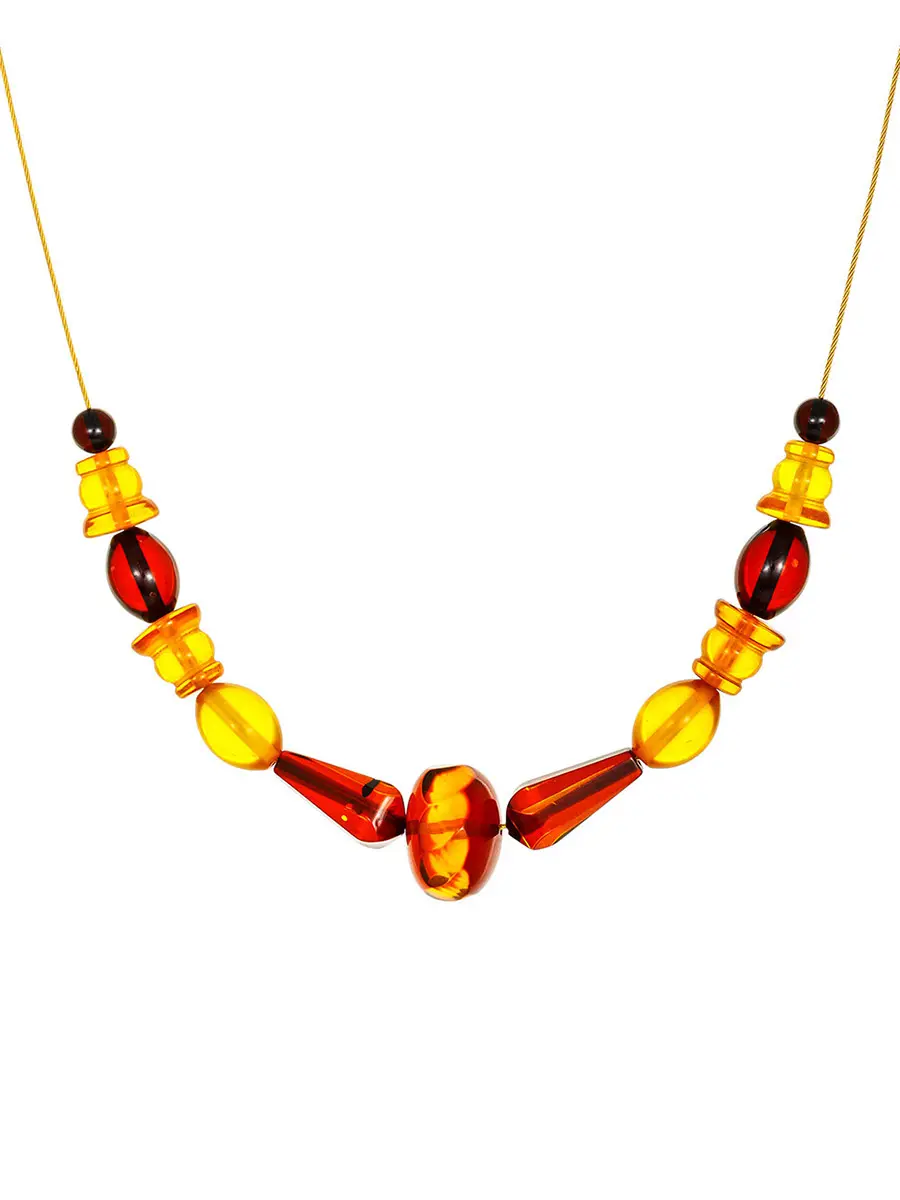 картинка Красивое искрящееся колье «Алмазная грань» из натурального янтаря в онлайн магазине