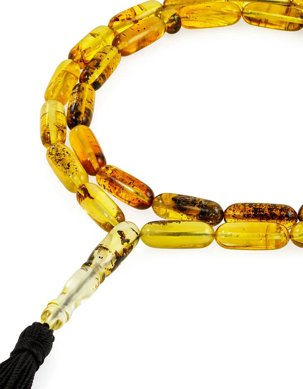 картинка Чётки на 33 бусины-бочонка из натурального лимонного янтаря в онлайн магазине