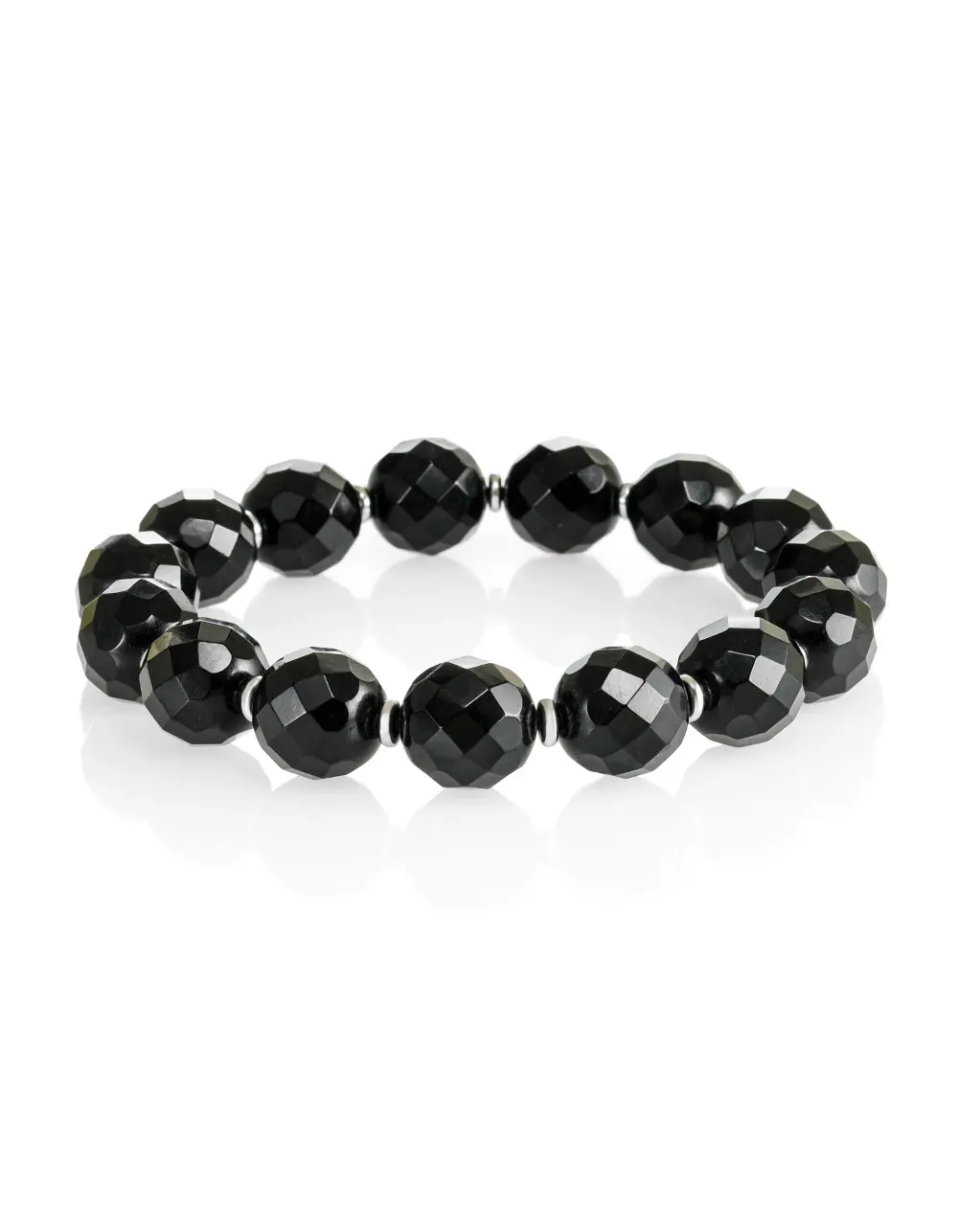 картинка Браслет из крупного янтаря чёрного оттенка «Алмазная грань» в онлайн магазине