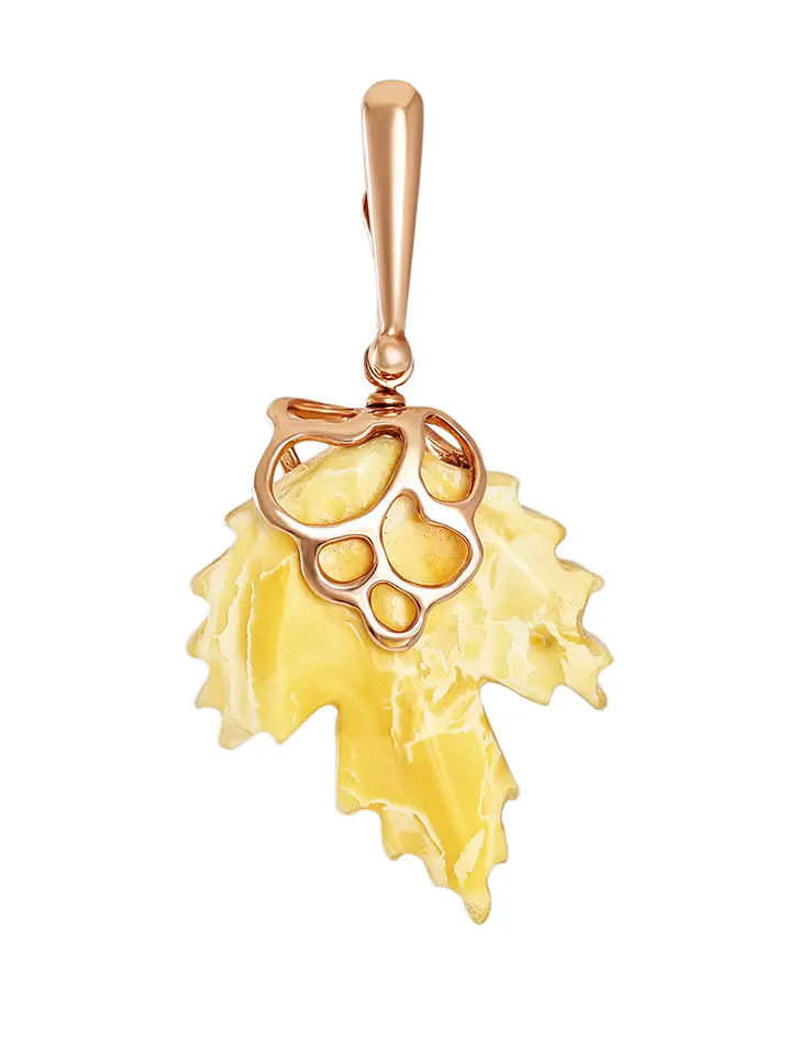 картинка Эксклюзивная подвеска из медового янтаря и золота «Канада» в онлайн магазине