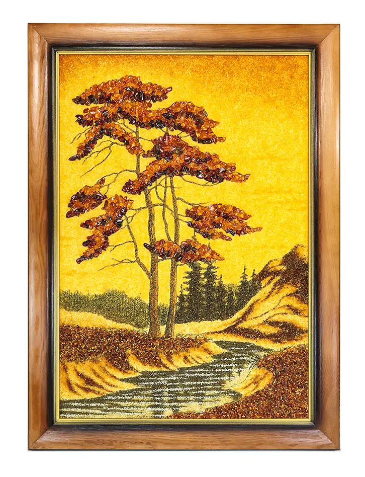 картинка Картина, выложенная натуральным янтарем «Горная река» в онлайн магазине
