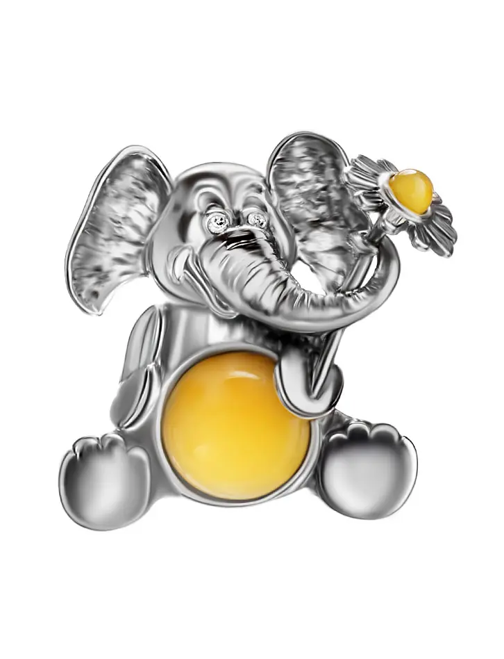 картинка Забавный кулон, украшенный натуральным янтарём «Слонёнок» в онлайн магазине