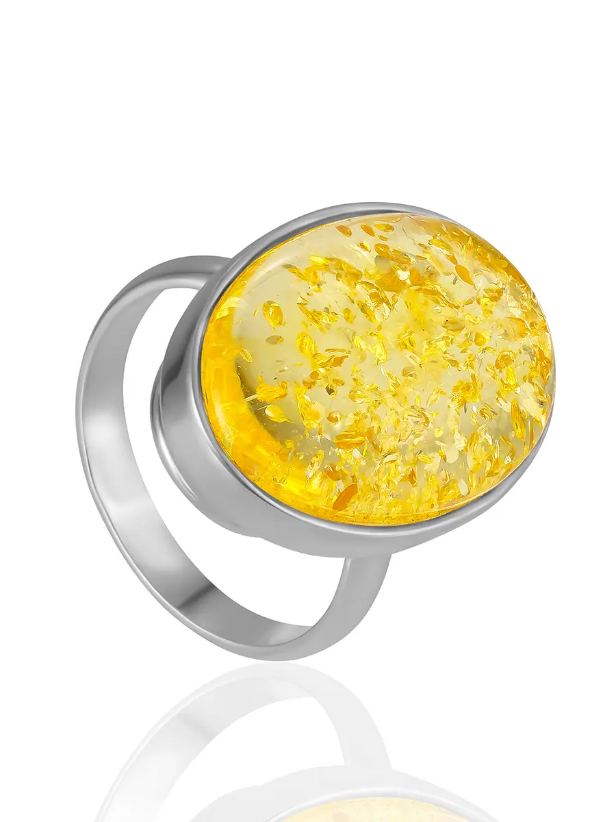 картинка Яркое нарядное кольцо «Годжи» с искрящимся лимонным янтарём в онлайн магазине