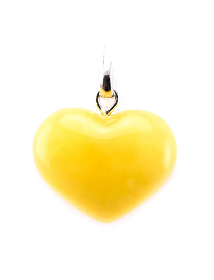 картинка Кулон в форме сердца из натурального балтийского янтаря медового цвета в онлайн магазине