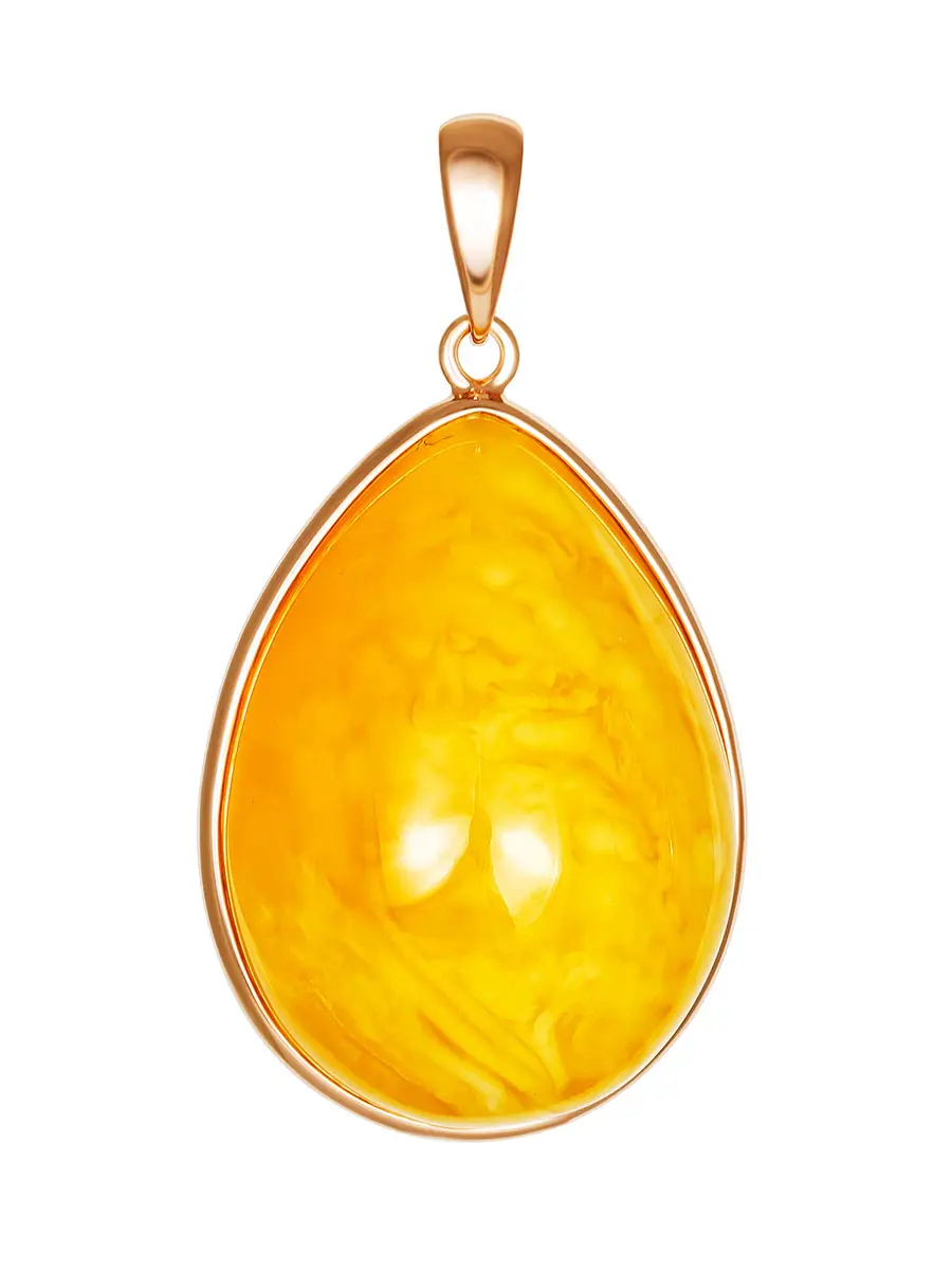 картинка Эксклюзивный кулон из медового янтаря и позолоченного серебра в онлайн магазине