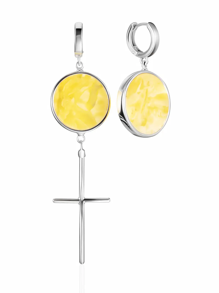 картинка Потрясающие асимметричные серьги Palazzo с янтарём в онлайн магазине