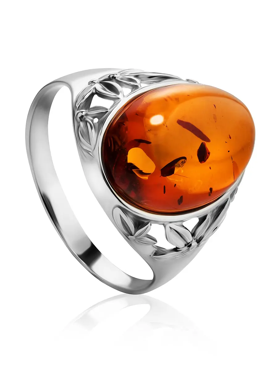 картинка Элегантное кольцо «Кармен» с коньячным янтарём в онлайн магазине