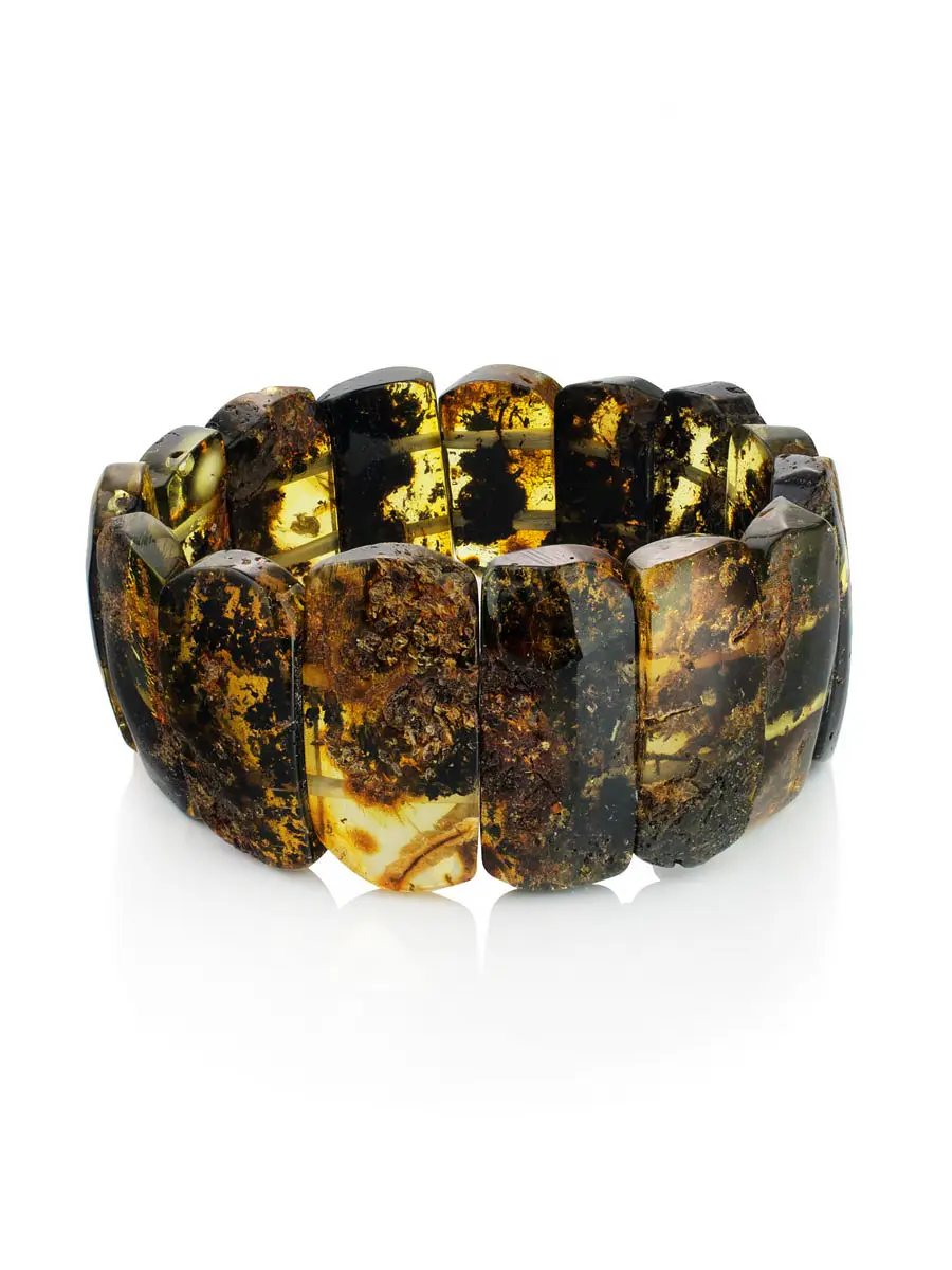 картинка Эффектный глянцевый браслет для женщин и мужчин из натурального янтаря «Помпеи» в онлайн магазине