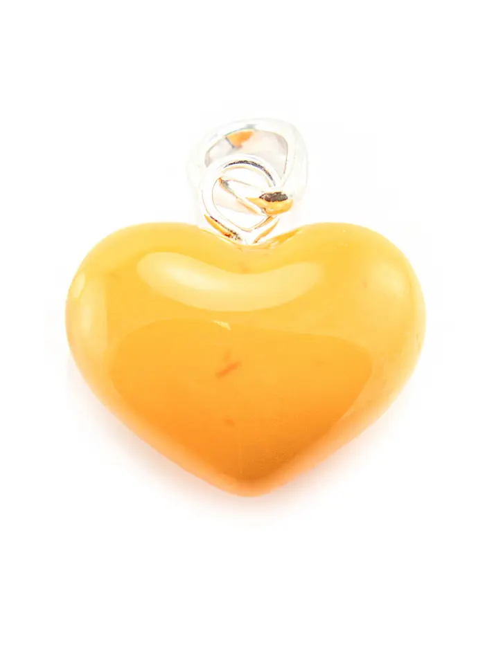 картинка Кулон из натурального янтаря темно-медового оттенка «Сердце» в онлайн магазине