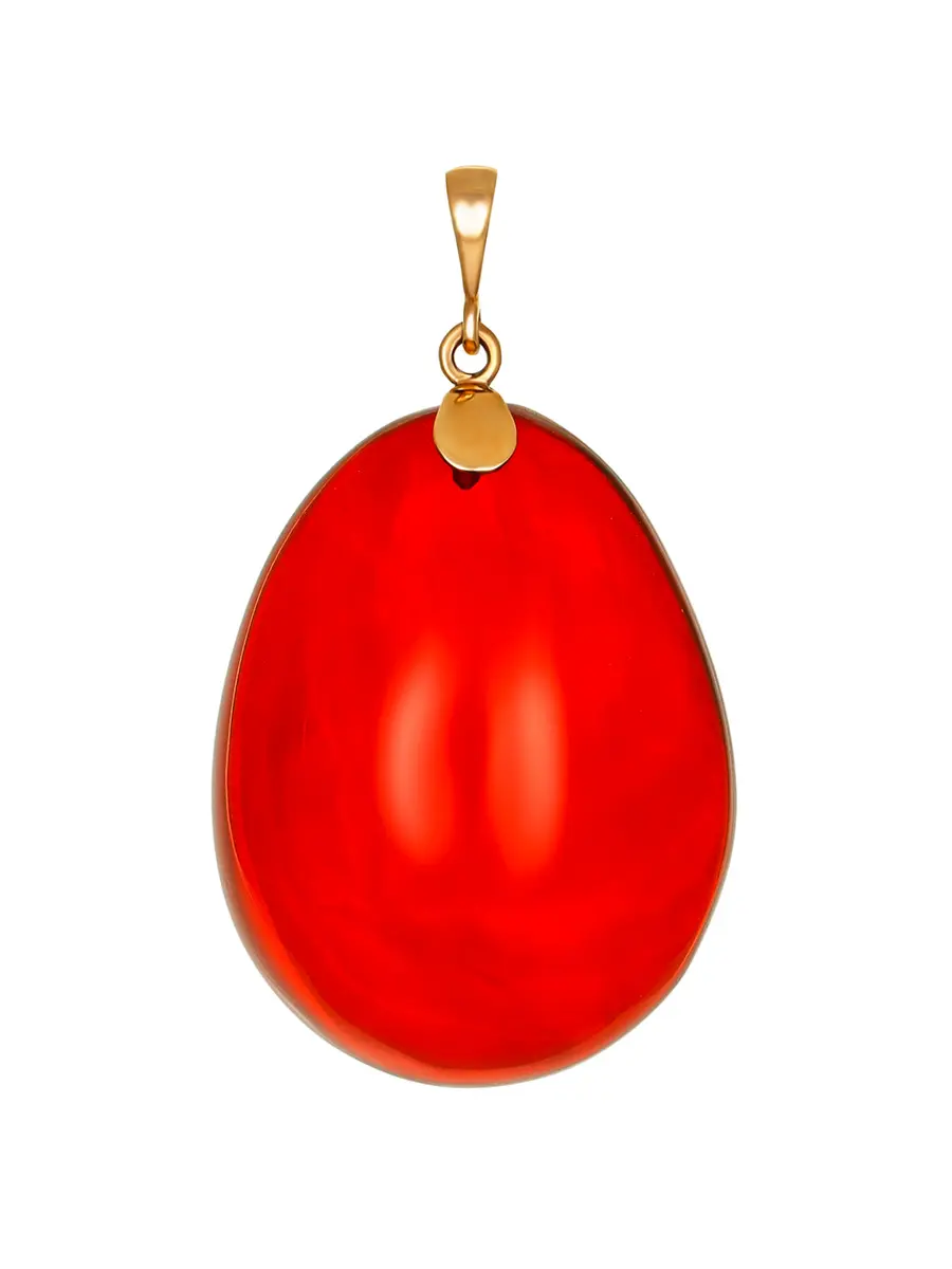 картинка Элегантный кулон с ярко-красным янтарём  в онлайн магазине