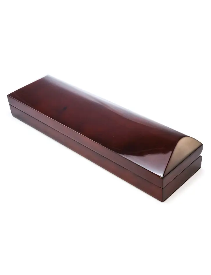 картинка Роскошный подарочный футляр коричневого цвета из полированного дерева 235х60х33 в онлайн магазине