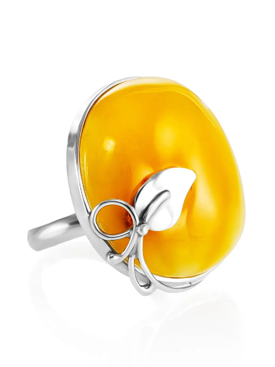 картинка Роскошное кольцо «Риальто» с натуральным балтийским медовым янтарём в онлайн магазине
