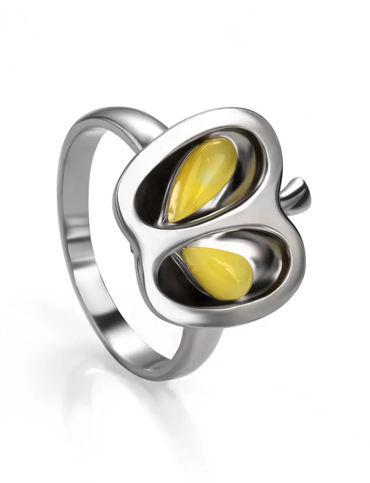 картинка Оригинальное кольцо с натуральным янтарём «Конфитюр» в онлайн магазине