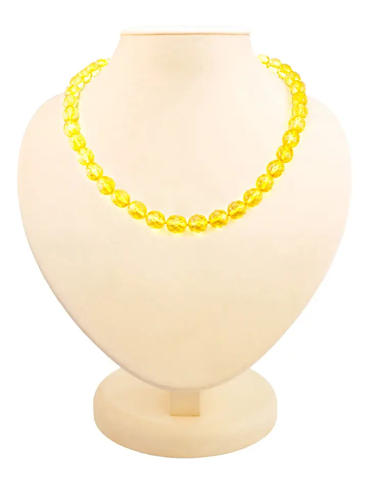 картинка Сверкающие бусы из натурального балтийского янтаря лимонного цвета «Карамель алмазная» в онлайн магазине