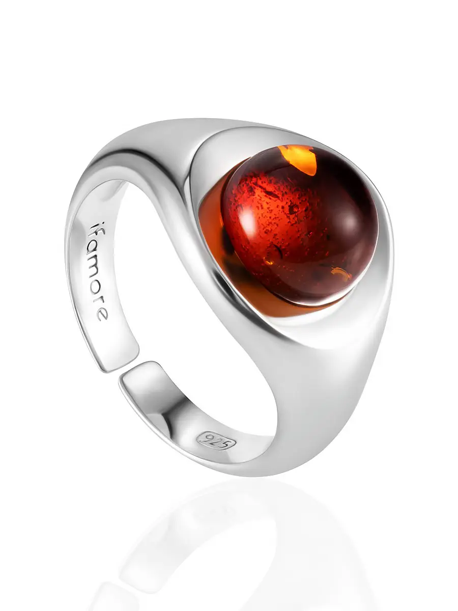 картинка Яркое кольцо Palazzo с янтарём коньячного цвета в онлайн магазине