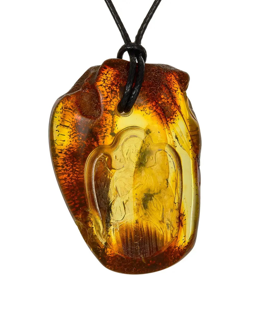 картинка Подвеска-резьба из натурального цельного янтаря «Ангел-Хранитель» в онлайн магазине