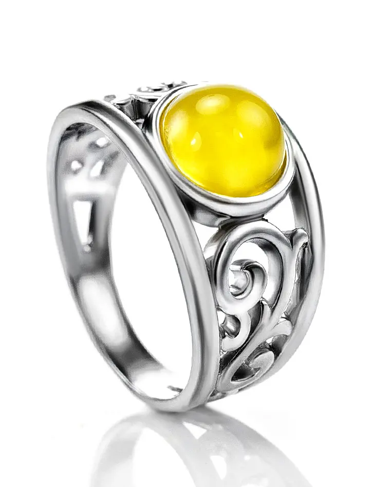 картинка Красивое кольцо «Шахерезада» с натуральным медовым янтарём в онлайн магазине