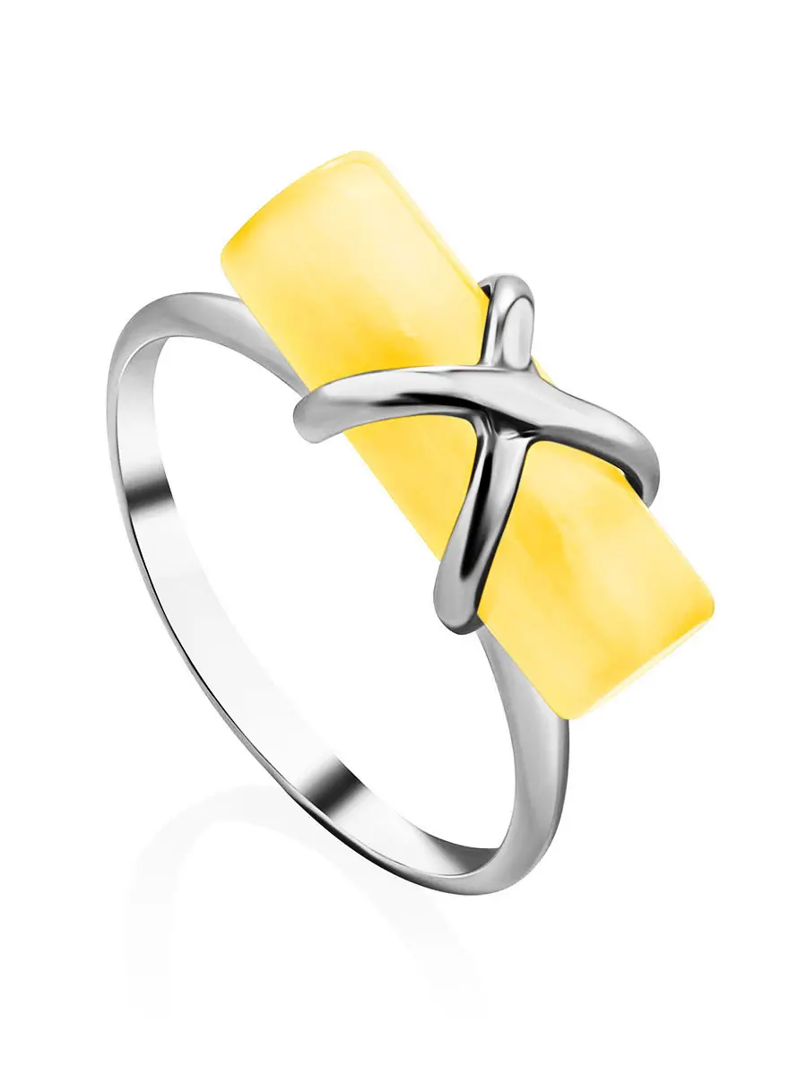 картинка Кольцо «Скандинавия» с медовым янтарём в онлайн магазине