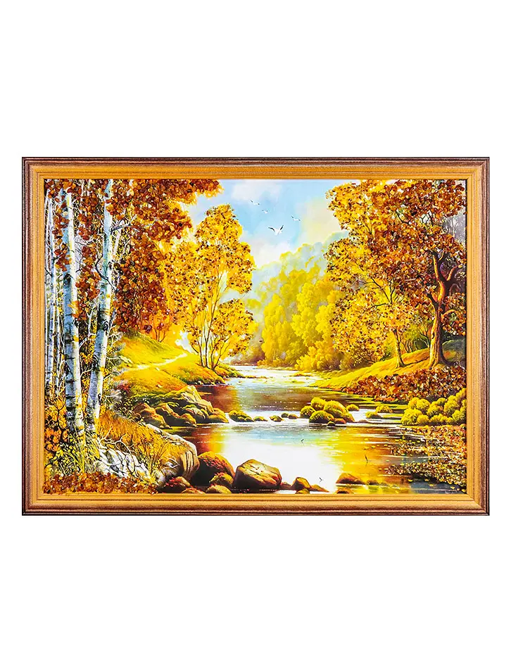 картинка Живописный пейзаж с натуральным янтарём «Лесной сумрак» в онлайн магазине