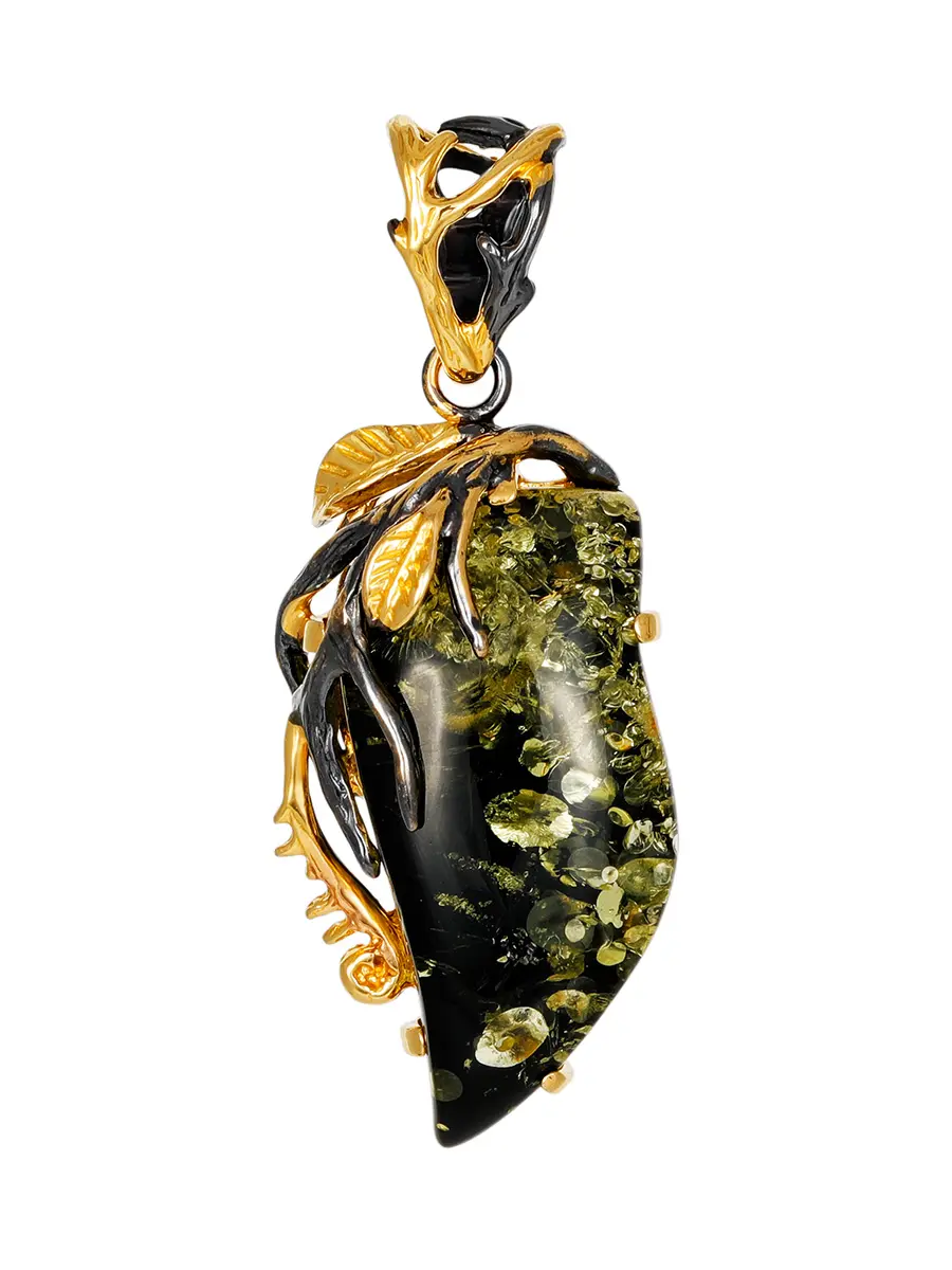 картинка Подвеска «Версаль» из искрящегося янтаря в золочённой оправе в онлайн магазине