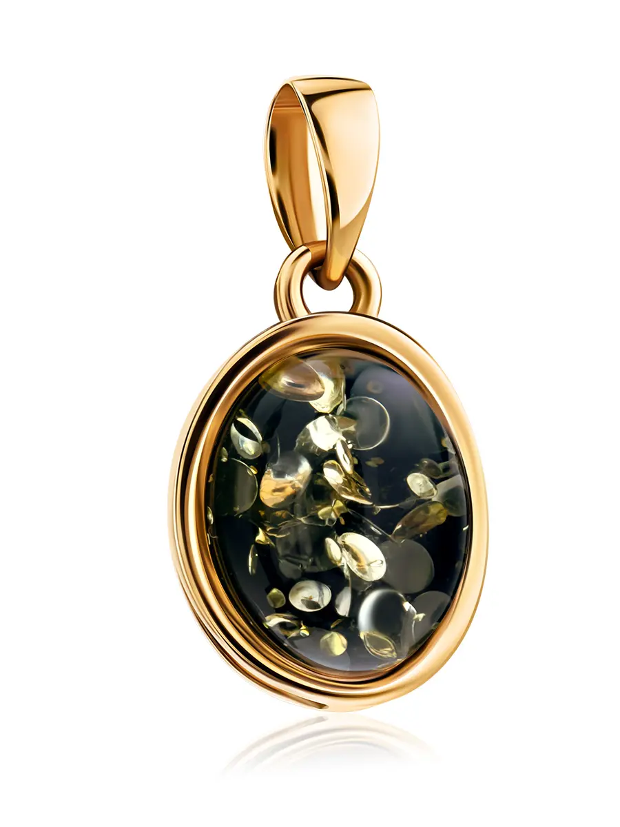 картинка Миниатюрная овальная подвеска «Амиго» с зелёным янтарём в онлайн магазине