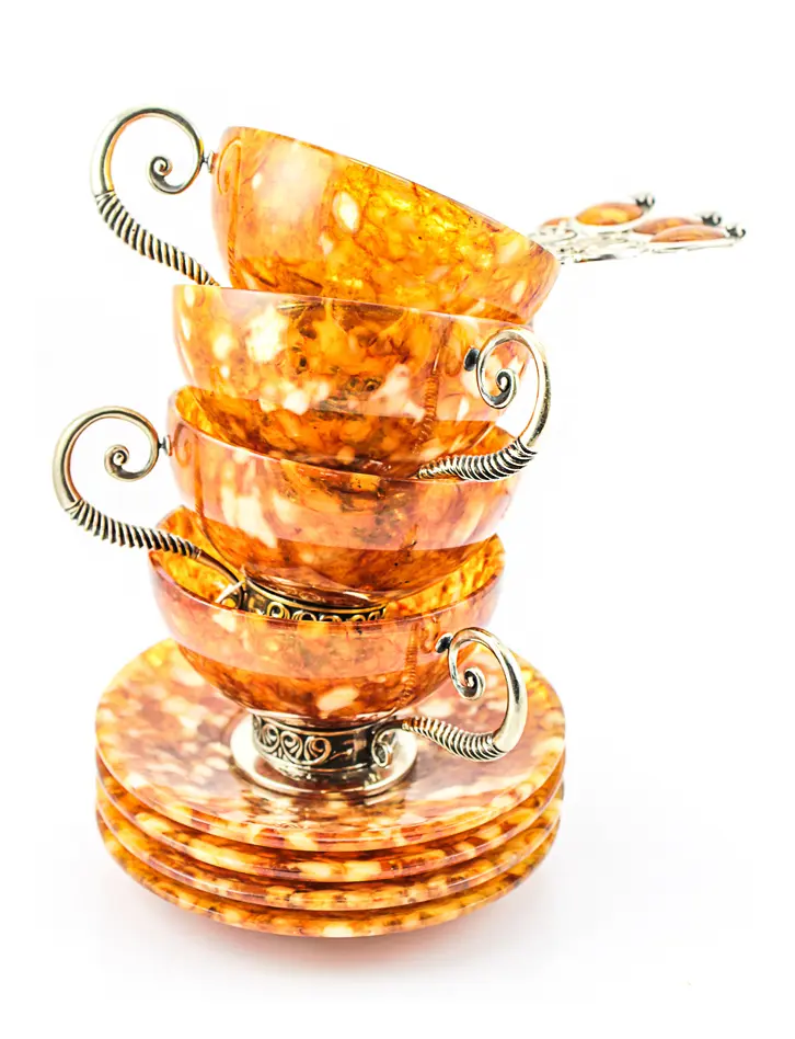 картинка Набор для чая из натурального янтаря «Антик» на 4 персоны в онлайн магазине