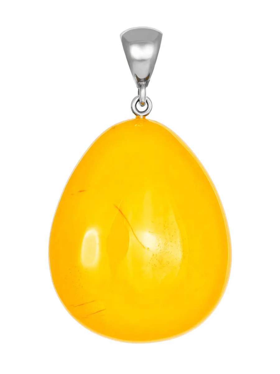 картинка Крупная подвеска «Капля» из красивого янтаря насыщенного медового цвета в онлайн магазине