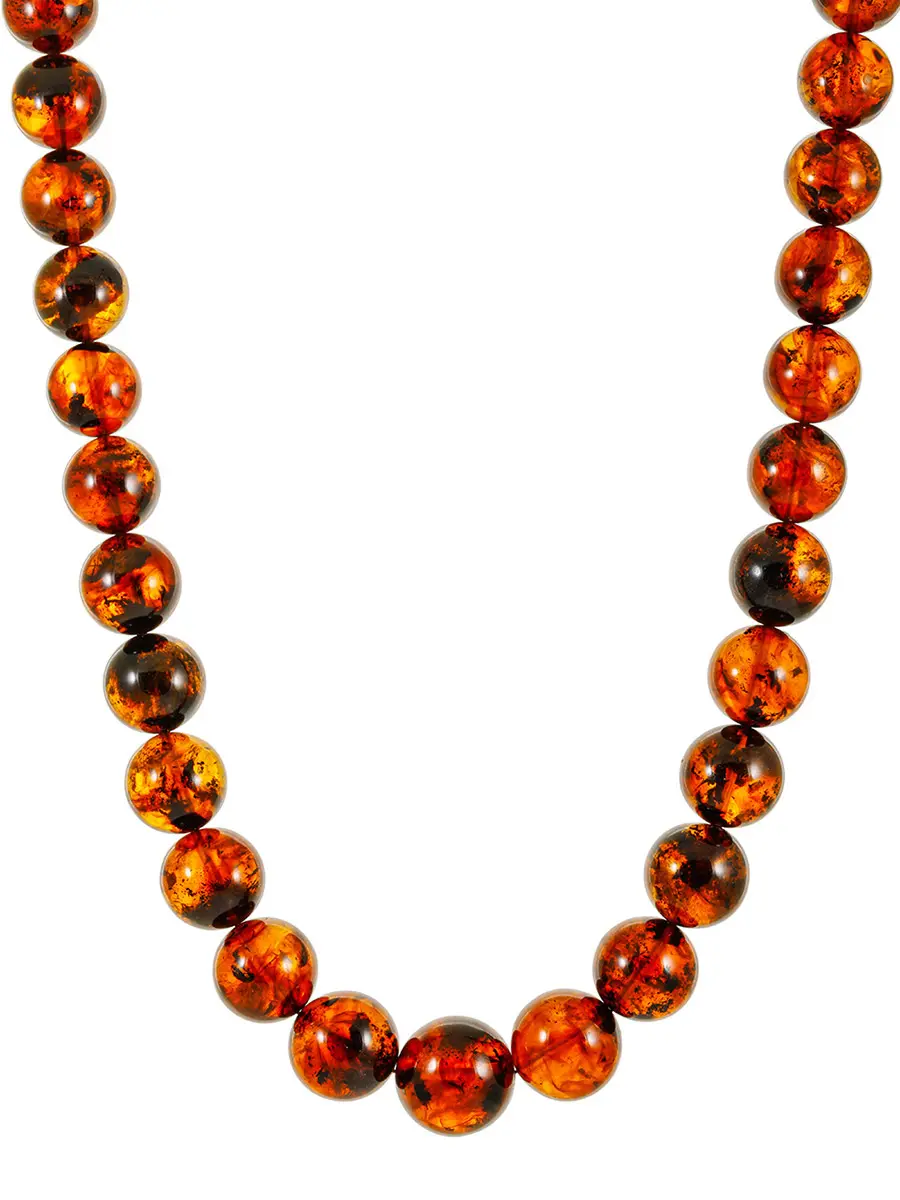 картинка Бусы «Шары» из натурального темного формованного янтаря в онлайн магазине