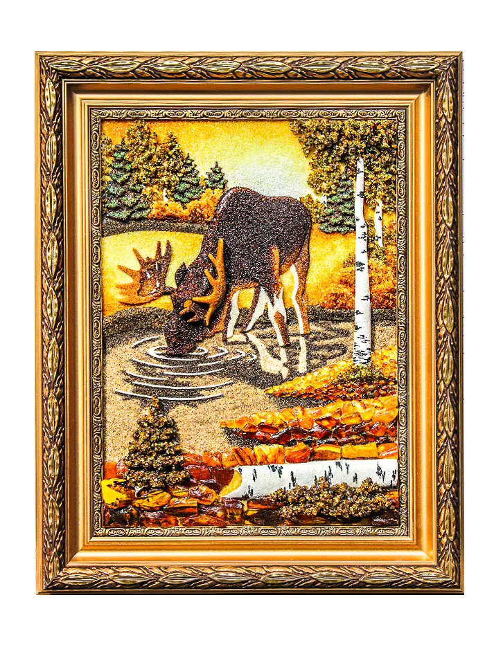 картинка Картина из натурального янтаря «Лось» 72 х 50 см в онлайн магазине