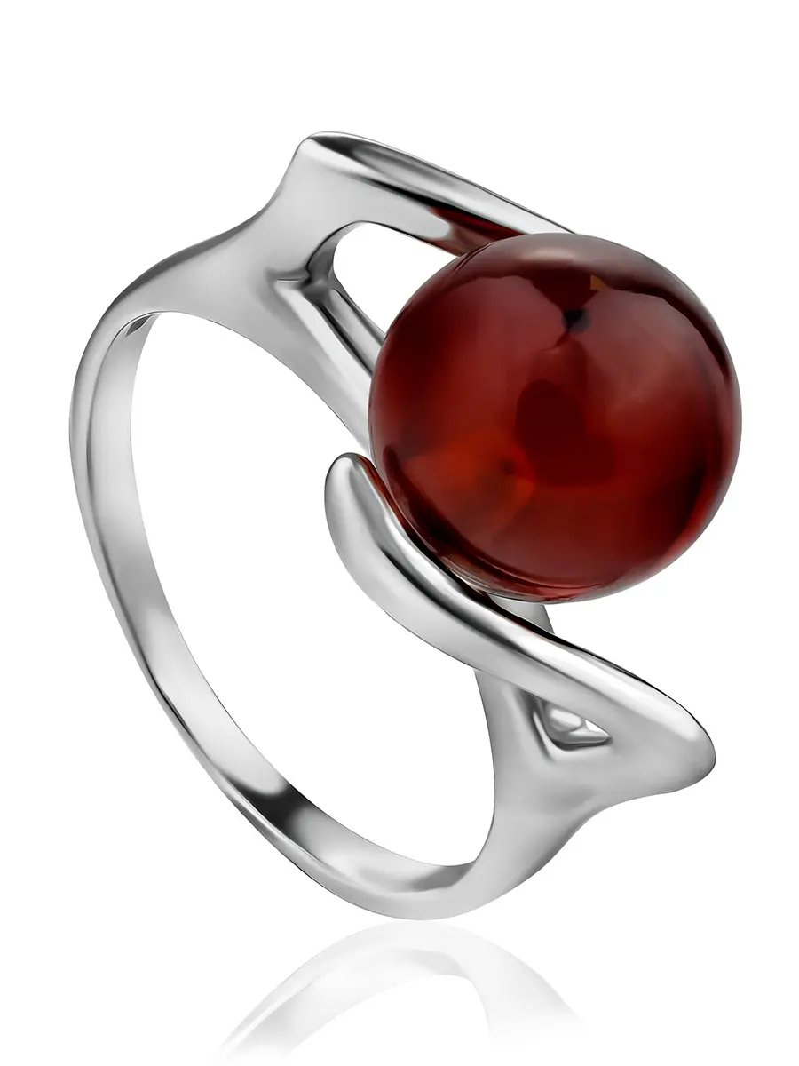 картинка Оригинальное кольцо с натуральным коньячным янтарём «Альдебаран» в онлайн магазине