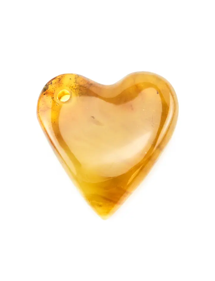 картинка Подвеска из цельного натурального янтаря «Медовое текстурное сердце» в онлайн магазине