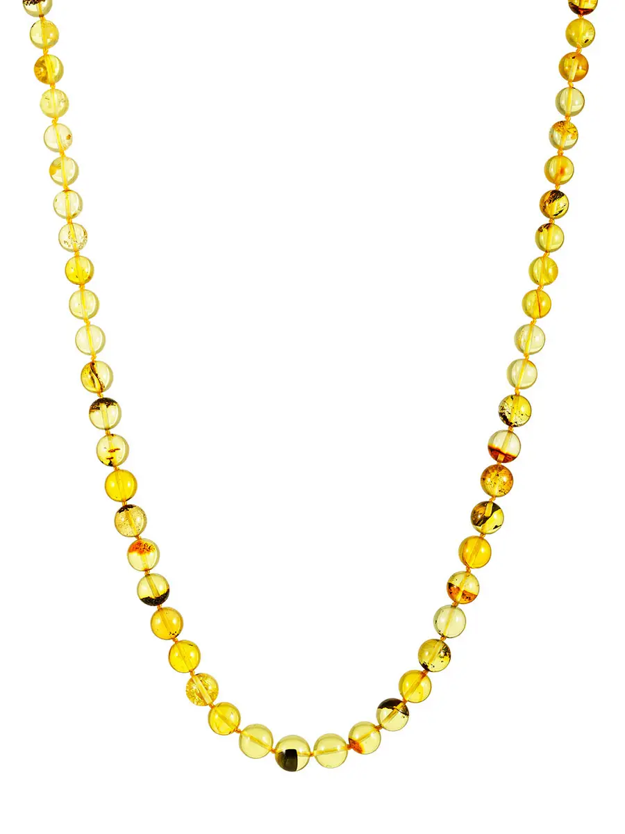 картинка Сияющие бусы из натурального цельного янтаря «Шары лимонные пёстрые» в онлайн магазине