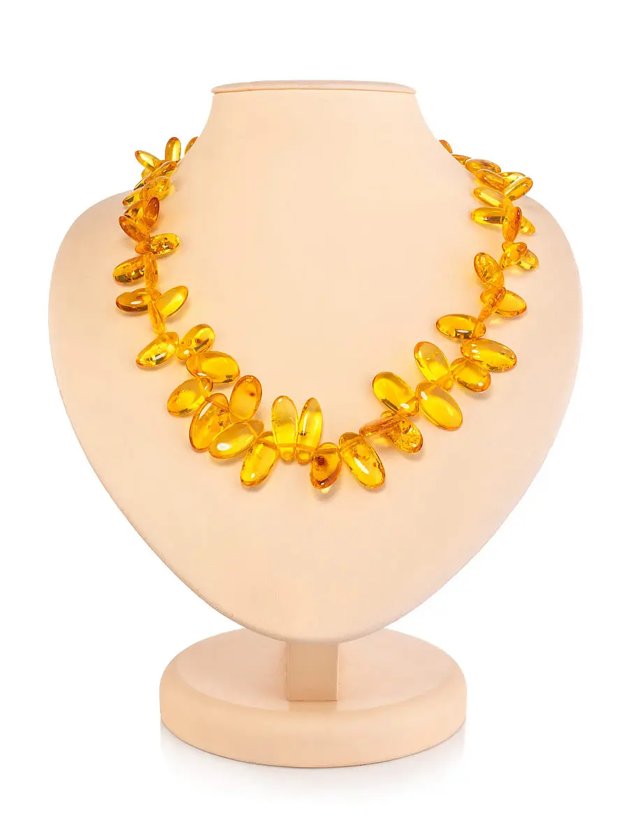 картинка Яркие бусы из золотистого янтаря «Облепиха» в онлайн магазине