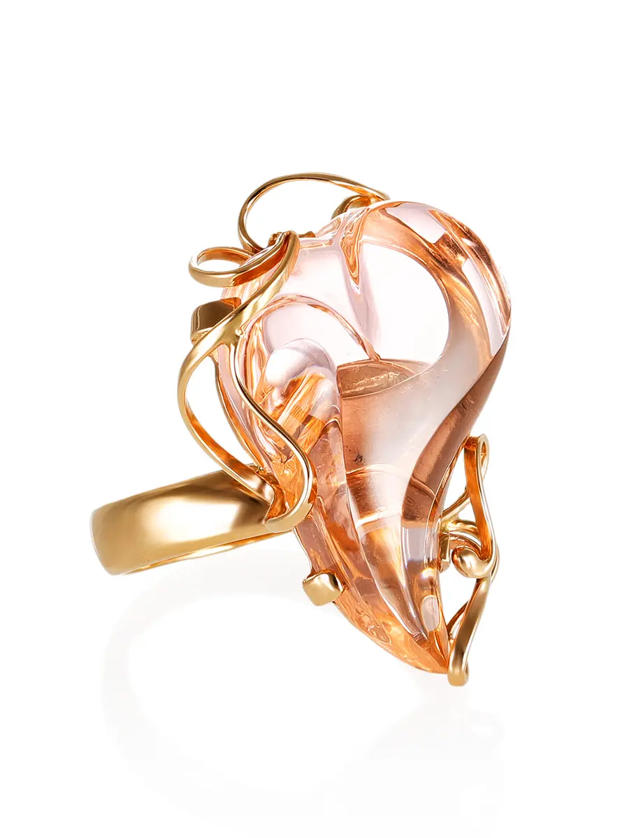 картинка Роскошное золотое кольцо «Серенада» с морганитом в онлайн магазине