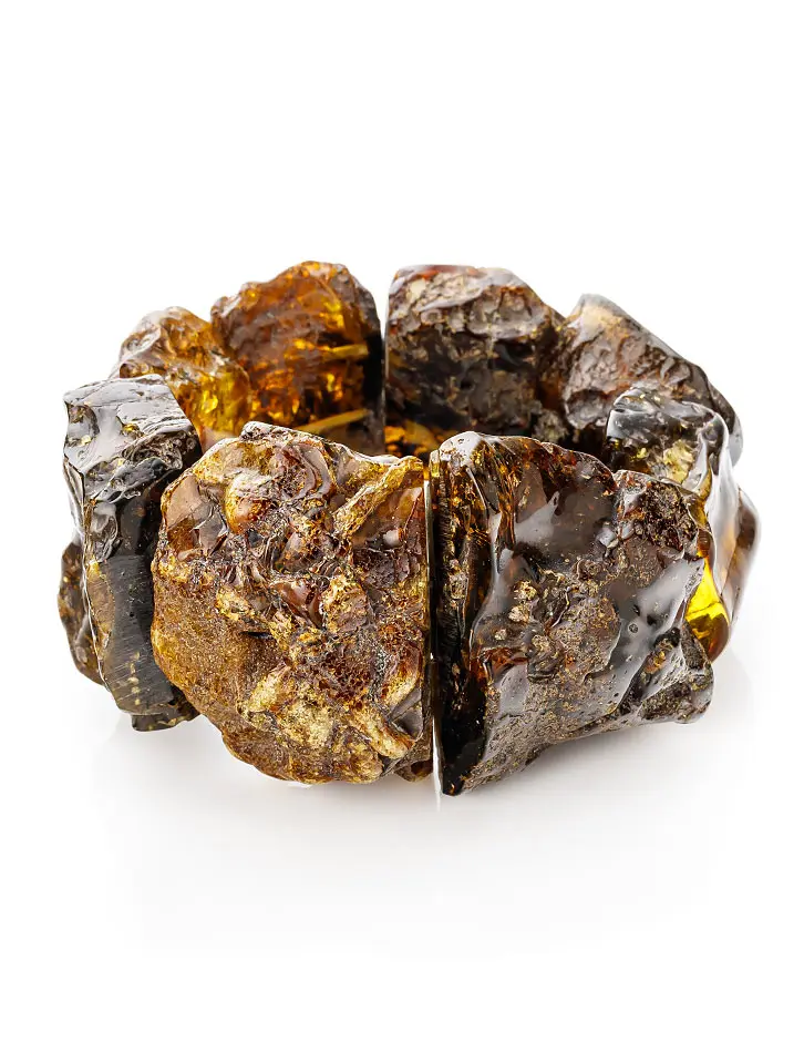 картинка Эффектный объёмный браслет для женщин и мужчин из янтаря «Помпеи» в онлайн магазине