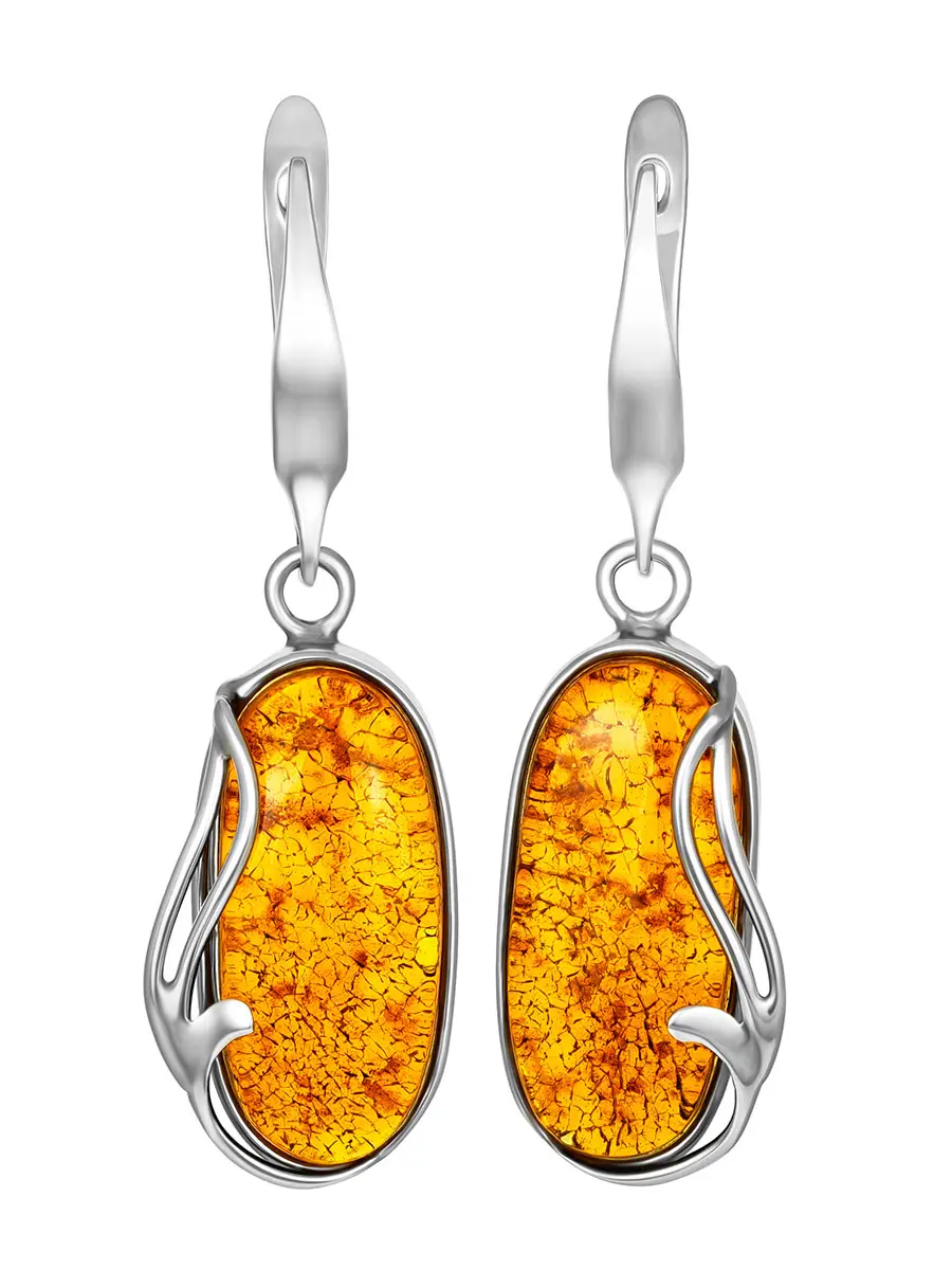 картинка Серьги из натурального янтаря золотистого цвета «Маньяна» в онлайн магазине