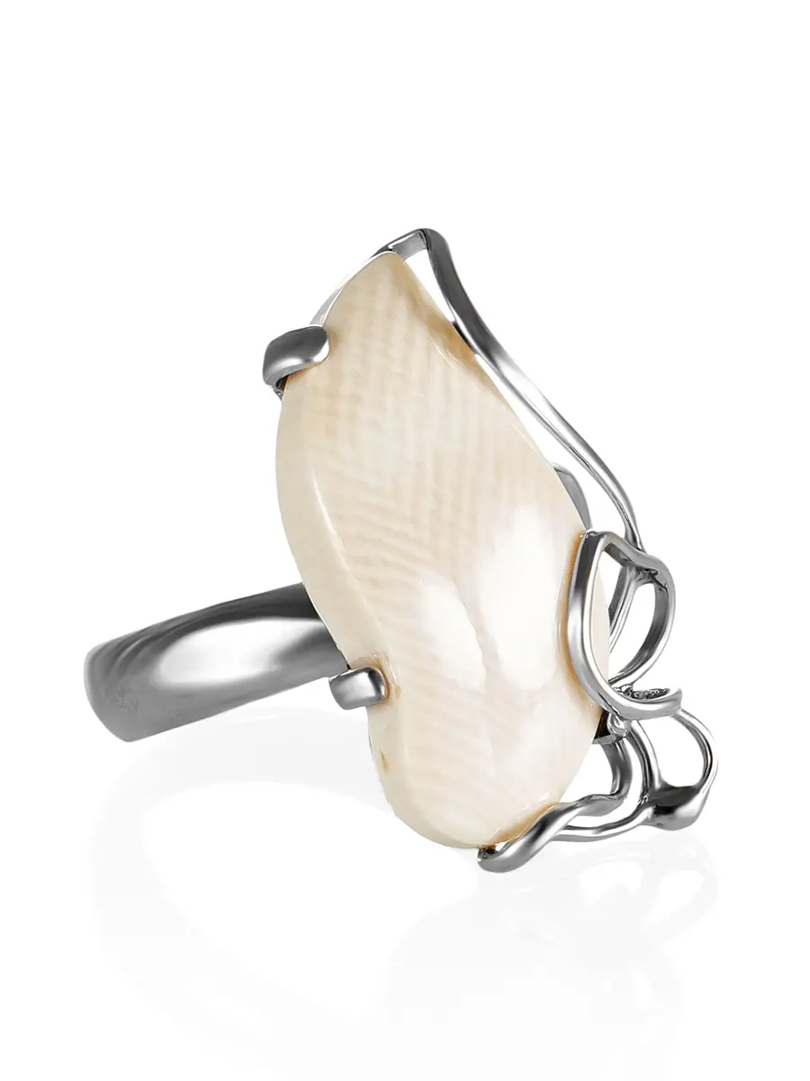 картинка Женственное кольцо «Эра» из серебра и бивня мамонта в онлайн магазине