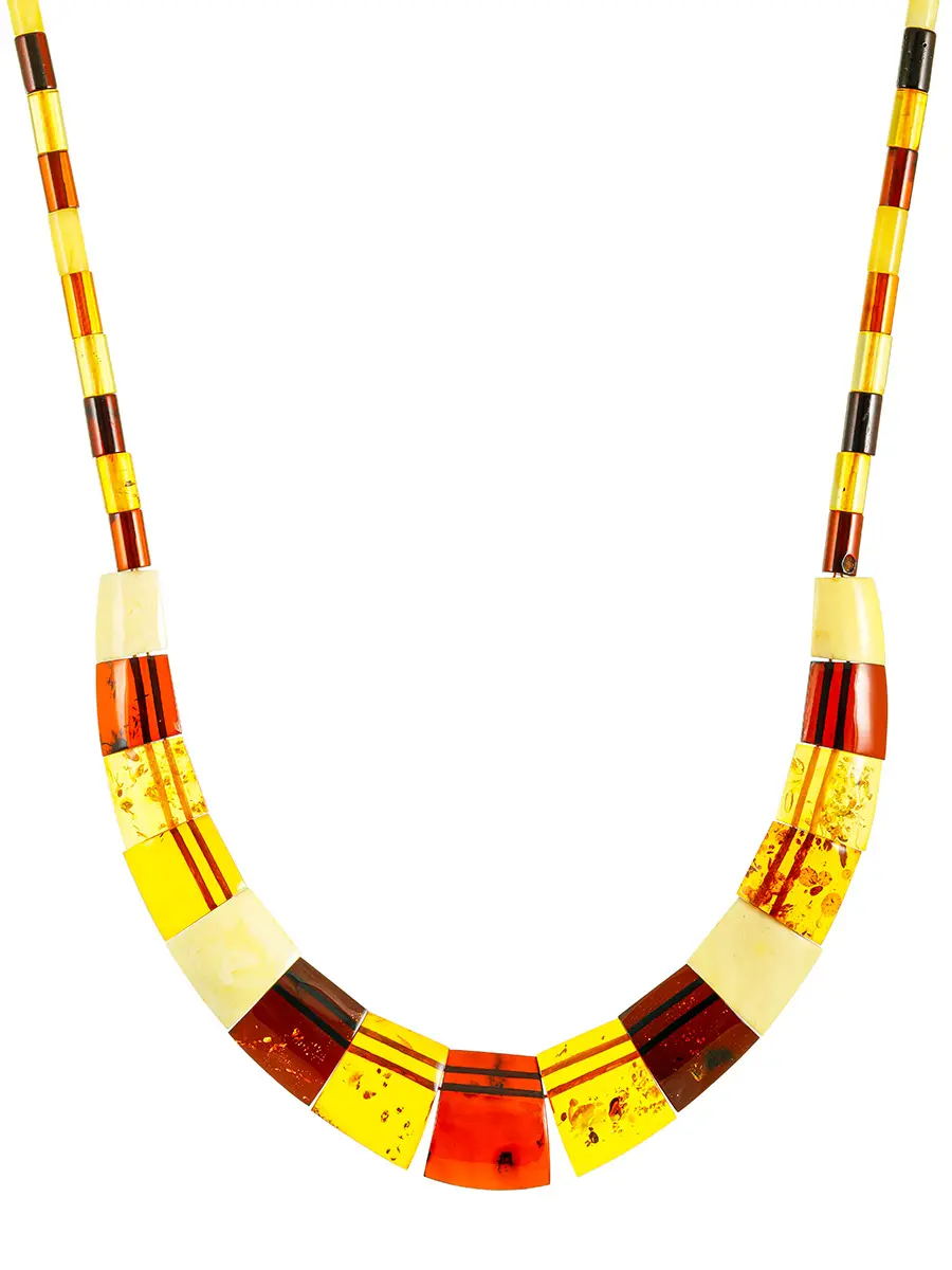 картинка Элегантное колье из янтаря разных оттенков «Египет» в онлайн магазине