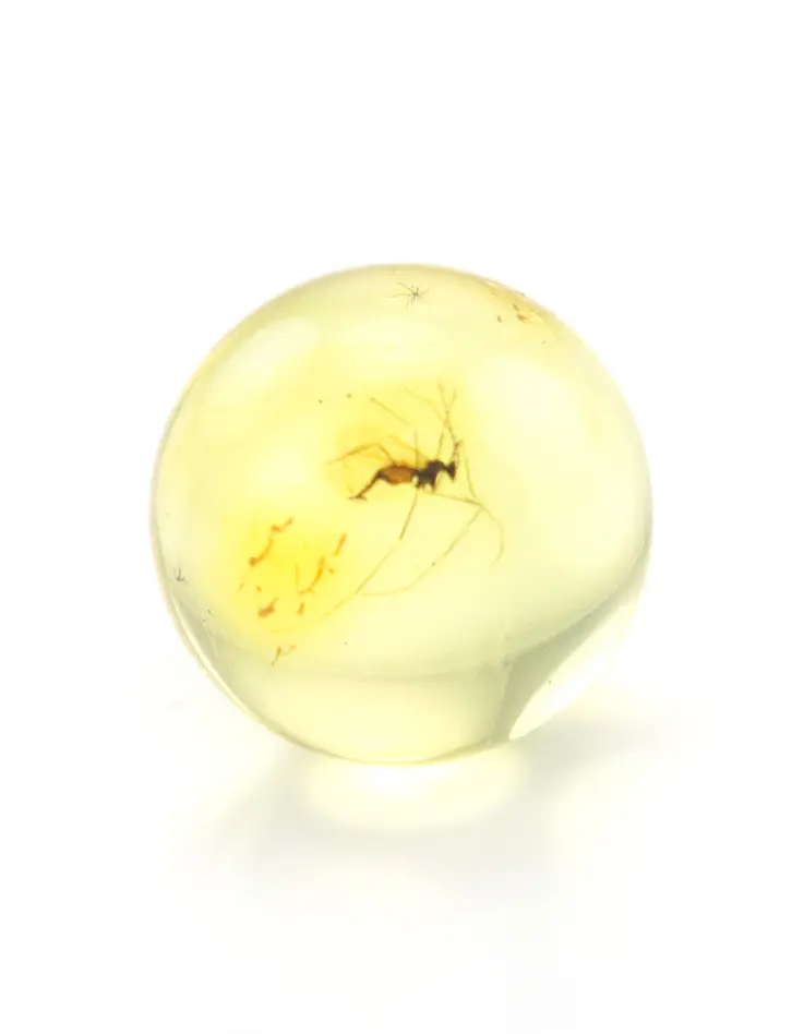 картинка Сувенир-шарик из прозрачного лимонного янтаря с небольшим инклюзом мошки в онлайн магазине