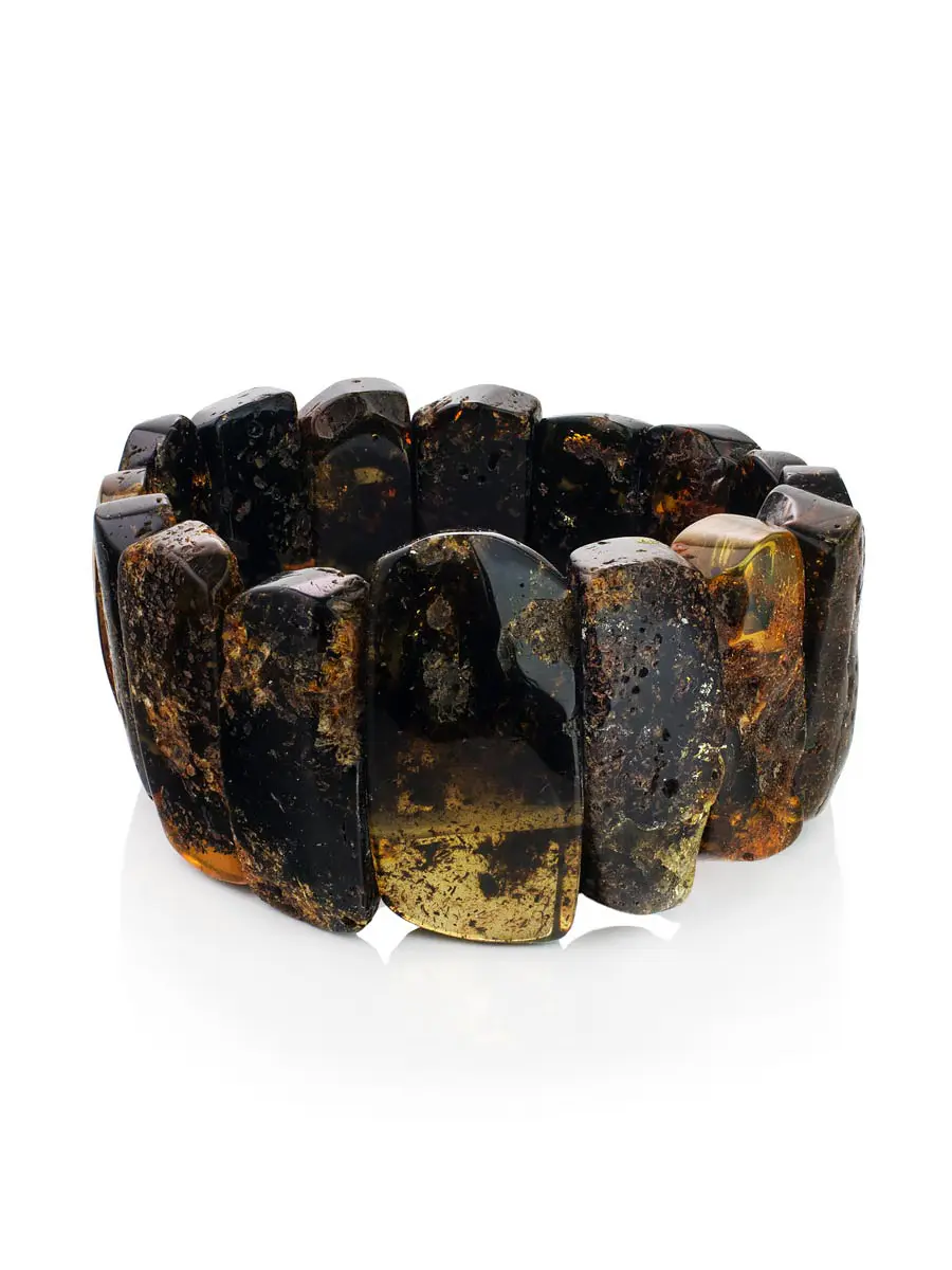 картинка Эффектный яркий браслет из текстурного балтийского янтаря «Помпеи» в онлайн магазине