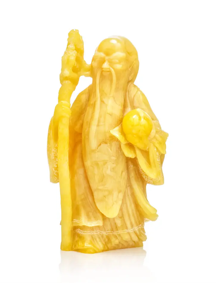 картинка Статуэтка из натурального балтийского янтаря медового цвета «Хотэй» в онлайн магазине