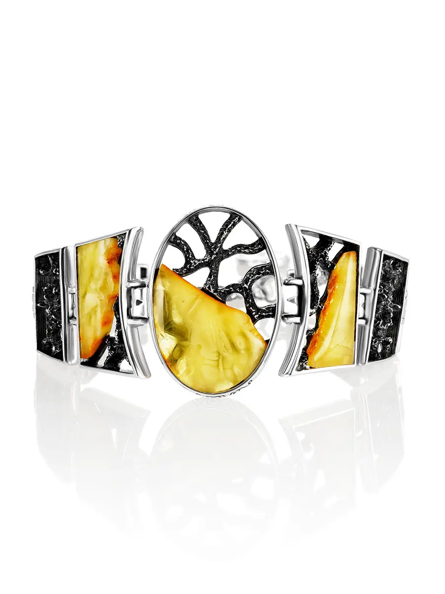 картинка Изысканный браслет «Модерн» с натуральным цельным янтарём в онлайн магазине