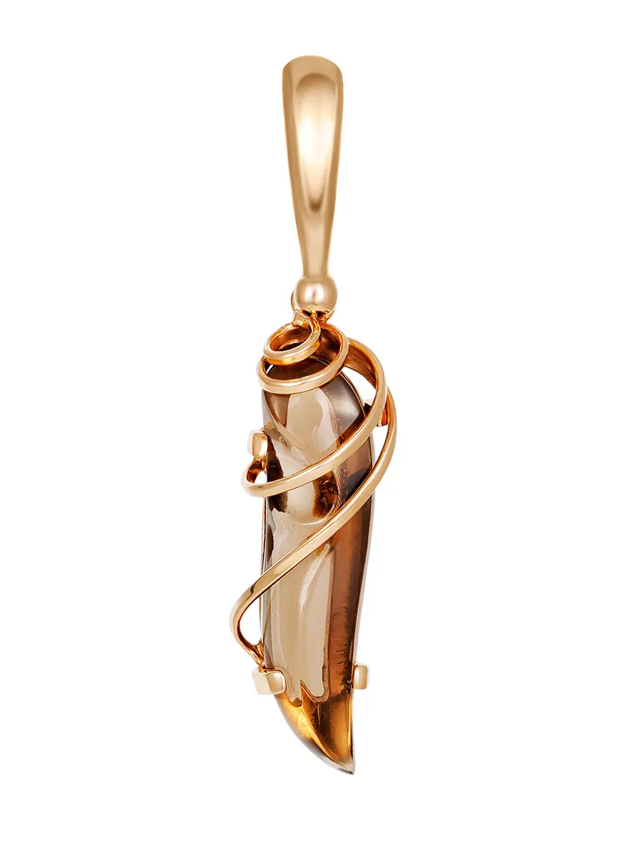 картинка Изящный кулон из серебра с позолотой, украшенный дымчатым кварцем «Серенада» в онлайн магазине
