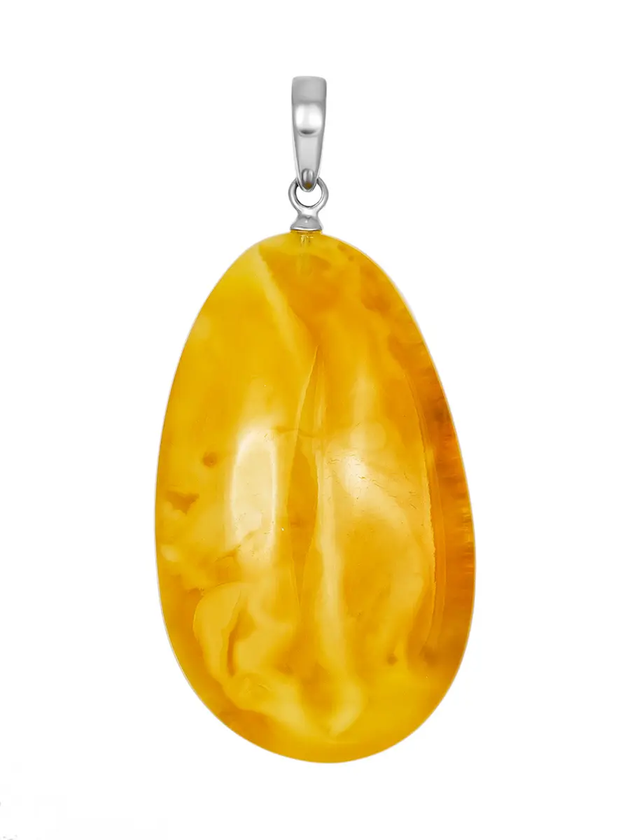 картинка Подвеска из цельного натурального янтаря с пейзажной молочно-медовой текстурой в онлайн магазине