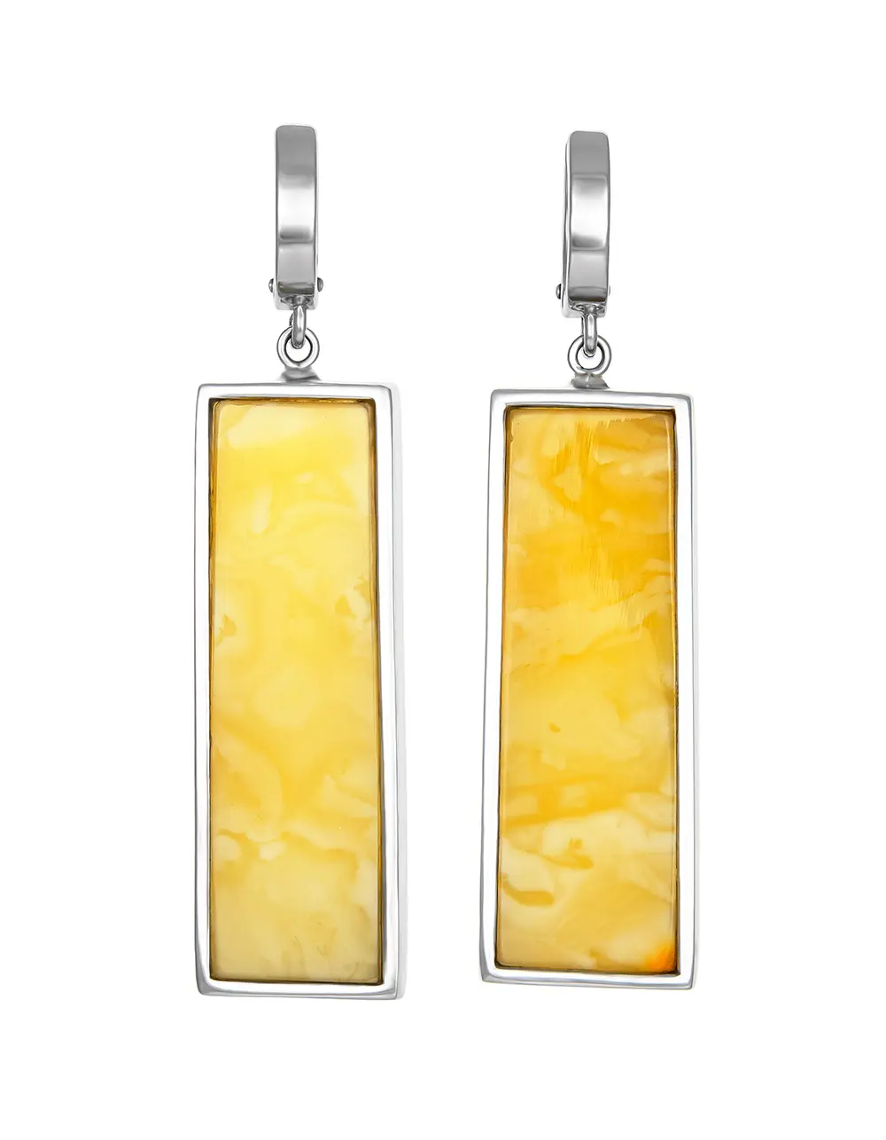 картинка Крупные геометричные серьги с янтарём с уникальной текстурой Palazzo в онлайн магазине