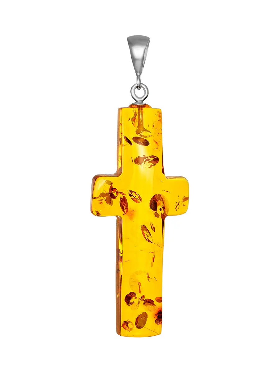 картинка Цельный янтарный крест золотисто-коньячного цвета в онлайн магазине