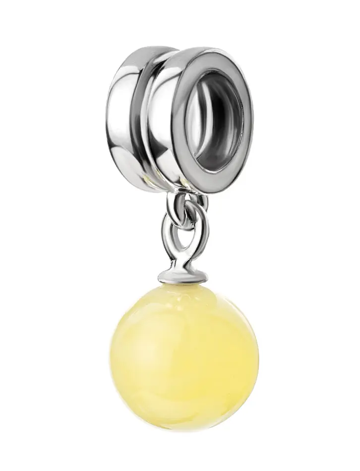 картинка Шарм для браслета Pandora с круглой подвеской из натурального янтаря в онлайн магазине