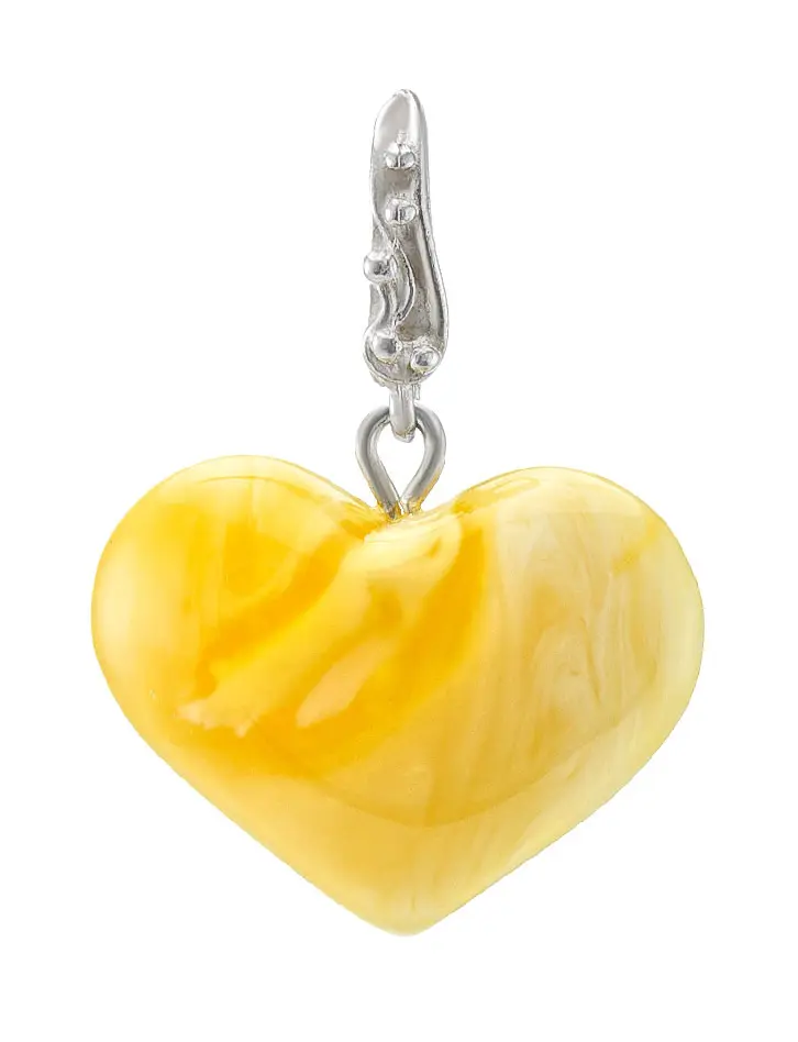картинка Кулон-сердце из натурального янтаря с красивой живописной текстурой в онлайн магазине