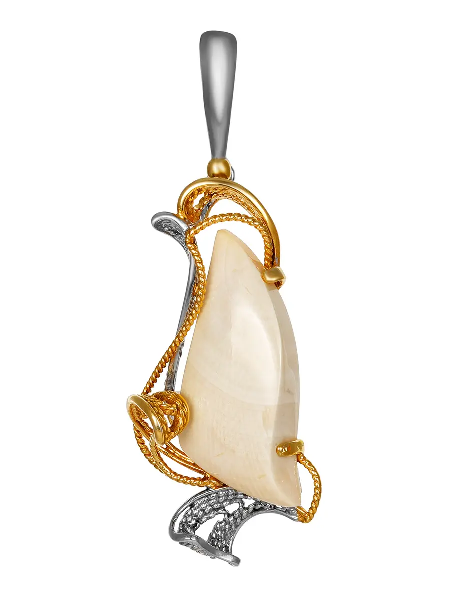 картинка Нежный кулон из серебра и бивня мамонта молочного цвета «Эра» в онлайн магазине