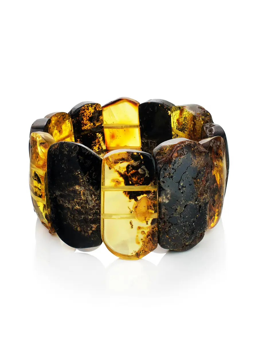 картинка Роскошный объёмный браслет «Помпеи» из натурального балтийского янтаря в онлайн магазине
